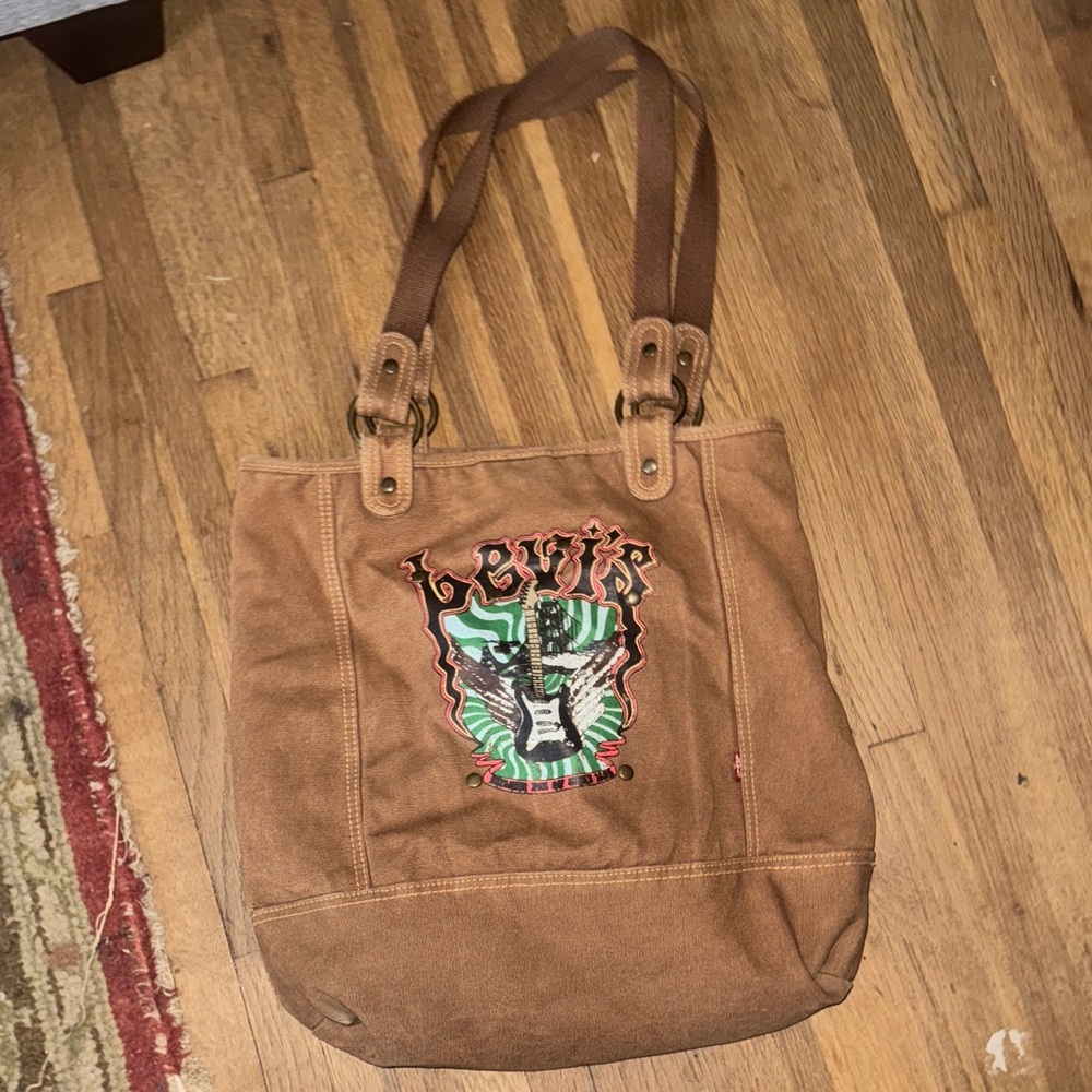 Rare Vintage Levi's Guitar Logo Canvas Hobo Tote Bag